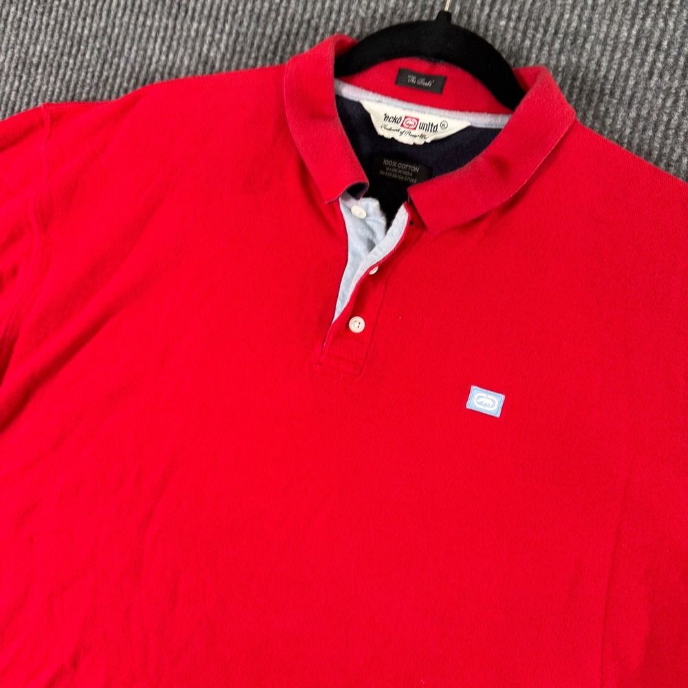VTG Ecko Unltd Polo Shirt Mens XL Red Short Sleeve Casual Y2K Streetwear Hip Hop